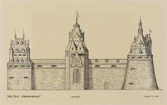 214374 Opstand van de voorzijde van het kasteel Vredenburg te Utrecht. N.B. De tekening is vervaardigd ten behoeve van ...